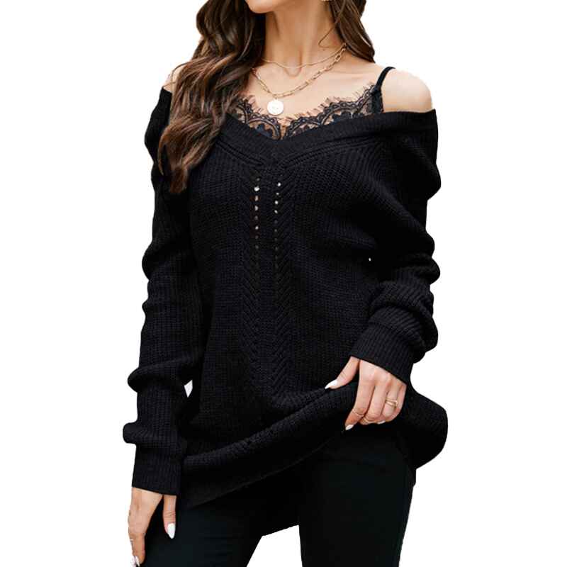 Black-Womens-Lace-Pullover-Sweaters-Casual-V-Neck-Cold-Shoulder-Tops-Cute-Long-Sleeve-Off-Shoulder-Sweater-Tops-K605