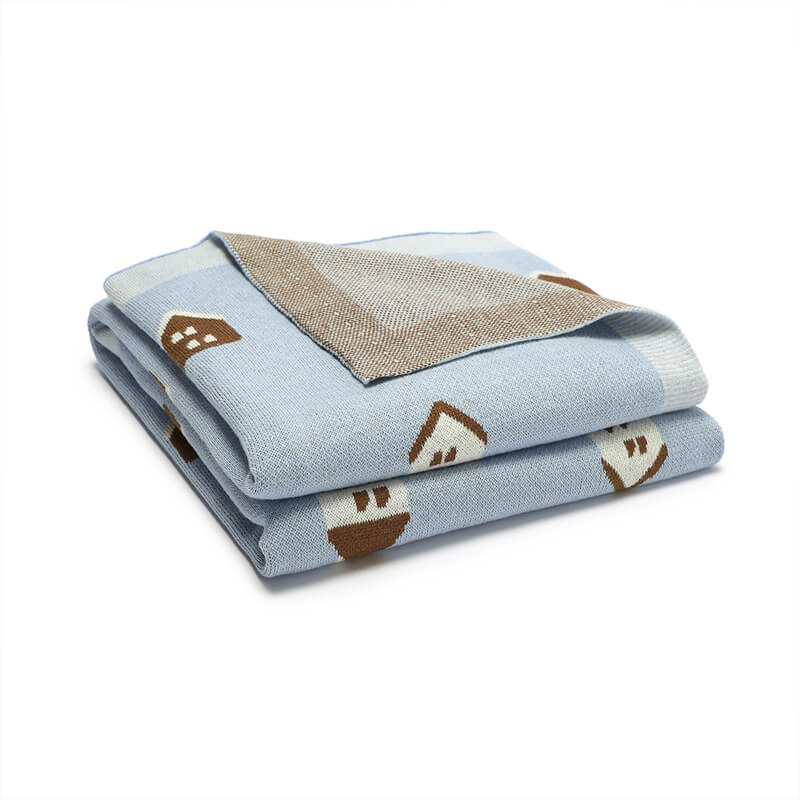Blue-100_-Cotton-Baby-Blanket-Knit-Soft-Cozy-Swaddle-Receiving-Blankets-Toddler-Infant-Blanket-with-Lovely-House-A044