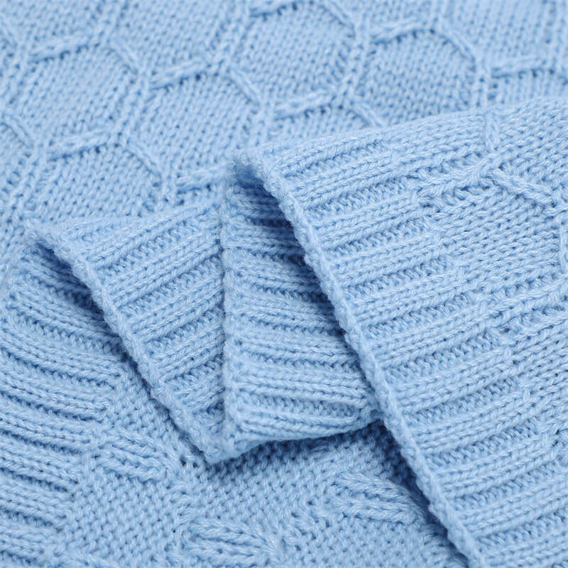 Blue-Baby-Blanket-Knit-Cellular-Toddler-Blankets-for-Boys-and-Girls-A043-Detail-3
