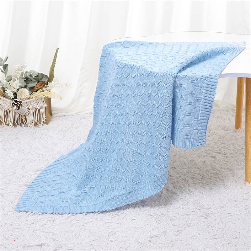     Blue-Baby-Blanket-Knit-Cellular-Toddler-Blankets-for-Boys-and-Girls-A043-Scenes-4