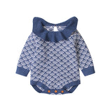 Blue-Baby-Girl-Baby-Boy-Ocean-Wave-Pattern-Jumpsuit-Long-Sleeve-Knit-Jumpsuit-Jumpsuit-A006-Front