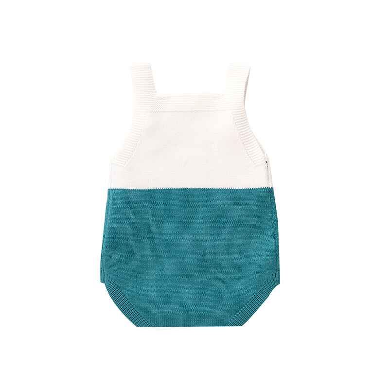     Blue-Green-Newborn-Baby-Boy-Color-Block-Knit-Sleeveless-Cute-Kitten-Pattern-Bodysuit-Jumpsuit-Set-Sleeveless-A015-Back