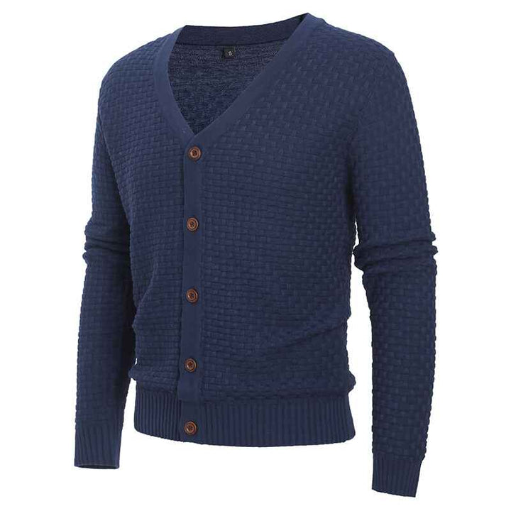 Blue-Mens-New-Knitted-Sweater-Cardigan-Fashion-Casual-V-neck-Button-Sweater-G105-Side