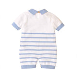    Blue-Newborn-Baby-Boy-Girls-Knitted-Short-Sleeve-Striped-Bodysuit-Lapel-Jumpsuit-Jumpsuit-Set-Short-Sleeve-A019-Back