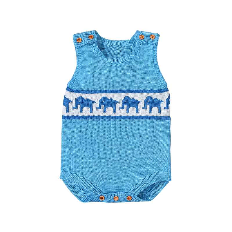Blue-Newborn-Baby-Boys-Knitted-Sleeveless-Cute-Elephant-Pattern-Bodysuit-Jumpsuit-Set-Sleeveless-A014-Front