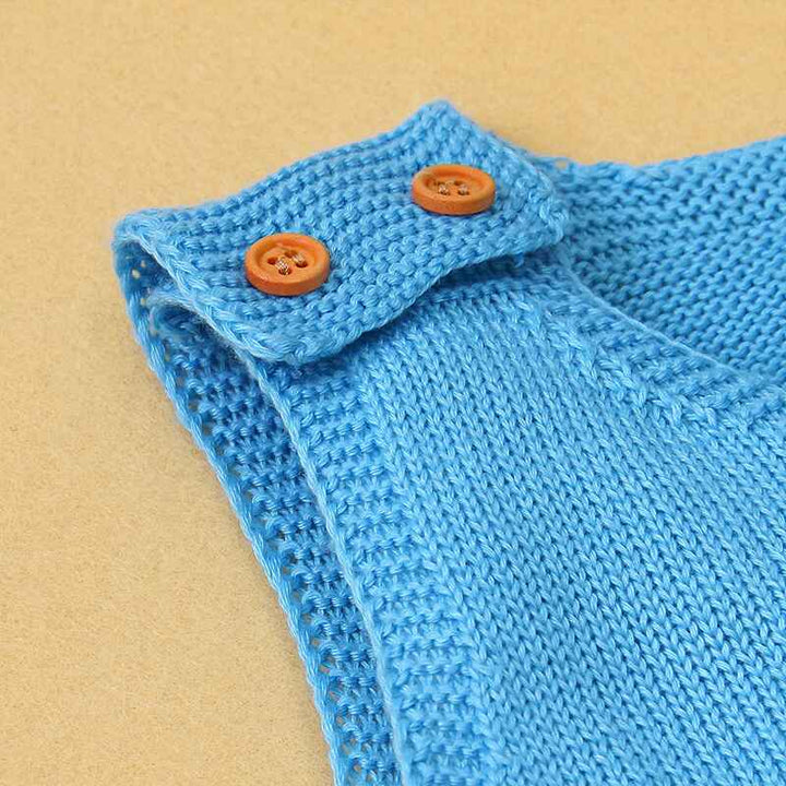     Blue-Newborn-Baby-Boys-Knitted-Sleeveless-Cute-Elephant-Pattern-Bodysuit-Jumpsuit-Set-Sleeveless-A014-Shoulder-Strap