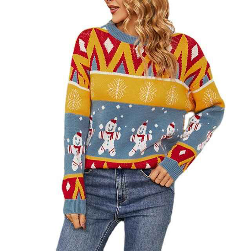 Blue-Womens-Ugly-Christmas-Sweater-Santa-Funny-Xmas-Holiday-Party-Knitted-Pullover-K467