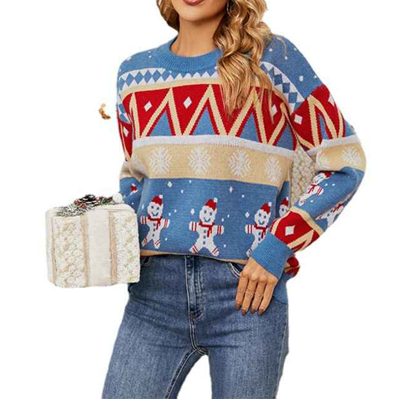Blue-Womens-Ugly-Christmas-Sweater-Snowflakes-Long-Sleeve-Knit-Pullover-Crewneck-Sweatshirts-Tops-K483