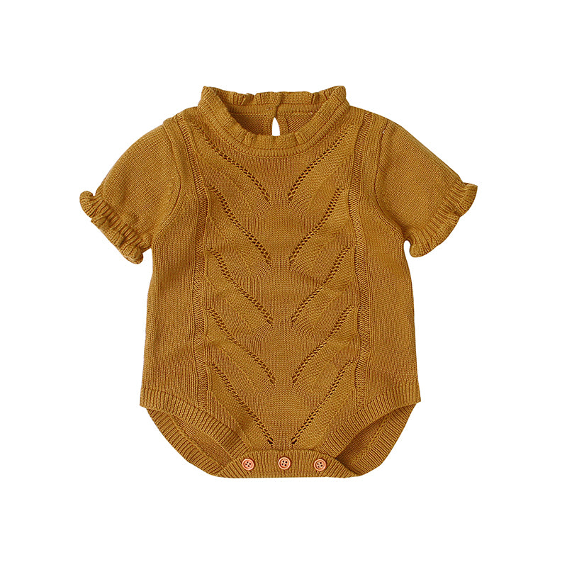     Brown-Baby-Knit-Romper-Toddler-Jumpsuit-Little-Girls-Sunsuit-A008-Front