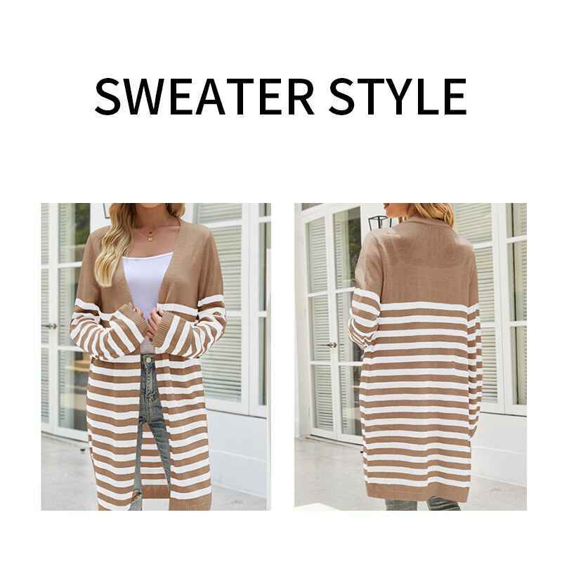 Brown-Womens-Color-Block-Striped-Draped-Cardigan-Long-Sleeve-Casual-Knit-Sweaters-Coat-Soft-Outwear-K597-Detail