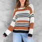 Brown-Womens-Color-Block-Tunic-Tops-Casual-Long-Sleeve-Shirts-Round-Neck-Pullover-K199-Front