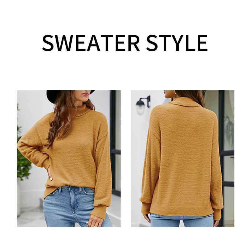 Brown-Womens-Long-Sleeve-Turtleneck-Sweater-Slim-Fitted-Knitted-Pullover-Sweater-Tops-K604-Detail