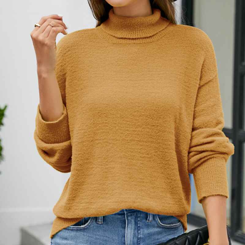 Brown-Womens-Long-Sleeve-Turtleneck-Sweater-Slim-Fitted-Knitted-Pullover-Sweater-Tops-K604