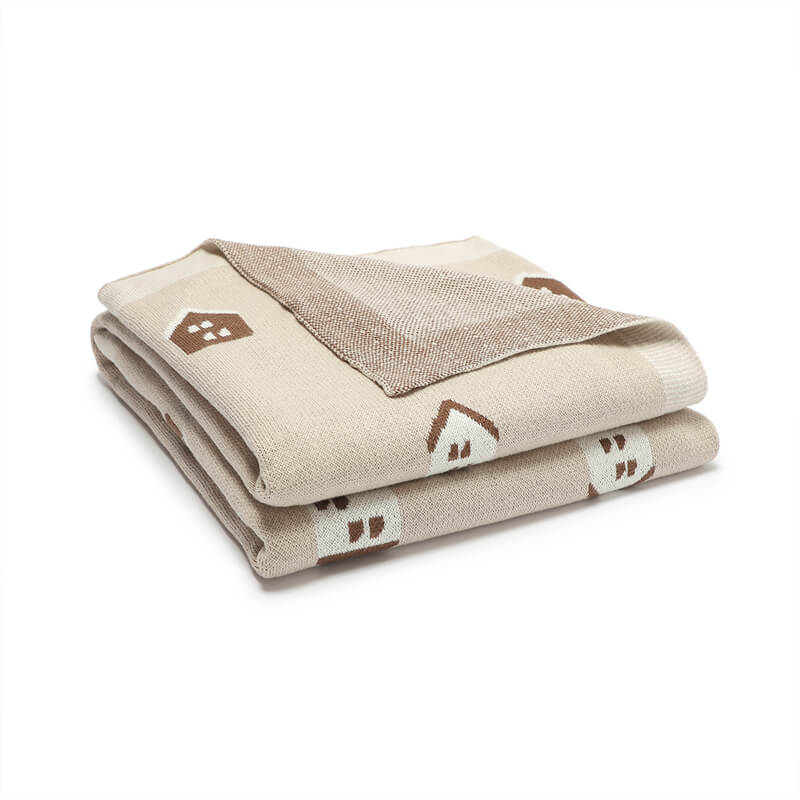    Camel-100_-Cotton-Baby-Blanket-Knit-Soft-Cozy-Swaddle-Receiving-Blankets-Toddler-Infant-Blanket-with-Lovely-House-A044