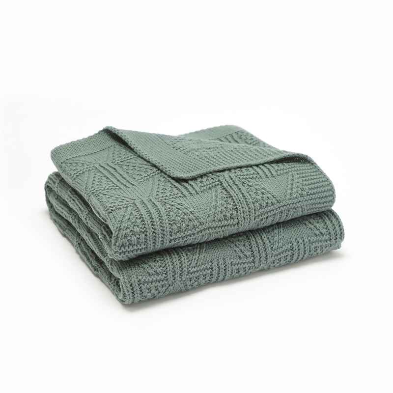    Dark-Green-Baby-Blanket-Knit-Toddler-Blankets-for-Boys-and-Girls-with-Cherry-Pattern-A088