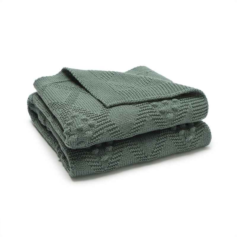     Dark-Green-Cable-Knit-Baby-Blanket-Neutral-Baby-Receiving-Blankets-A070