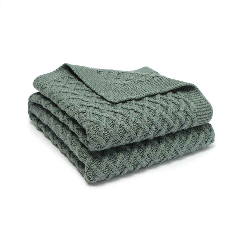 Dark-Green-Waffle-Baby-Blankets-Nursery-Blankets-for-Boys-and-Girls-Swaddle-Blankets-Neutral-Soft-Lightweight-knitted-Blankets-A050