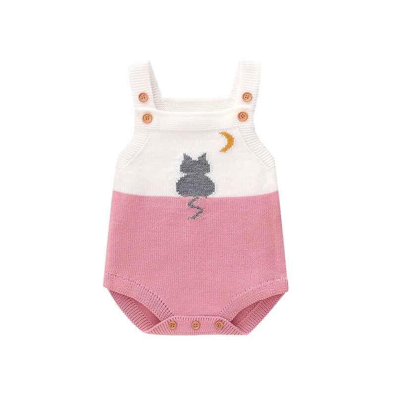 Dark-Pink-Newborn-Baby-Boy-Color-Block-Knit-Sleeveless-Cute-Kitten-Pattern-Bodysuit-Jumpsuit-Set-Sleeveless-A015