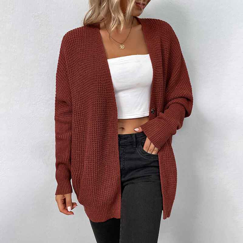 Dark-Red-Fall-Cardigan-Sweaters-for-Women-Oversized-Chunky-Kimono-Slouchy-Wrap-Batwing-Sleeve-Open-Front-Outwear-Coat-K624-Front