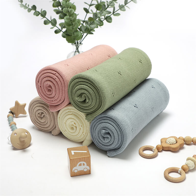 Five-Colors--Knit-Baby-Receiving-Blankets-for-Girls-_-Boys-Gender-Neutral-100_-Soft-Fine-Loomed-Cotton-Quilt-Blanket-A045-Scenes-2