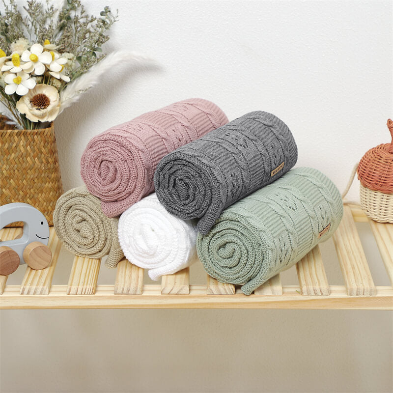 Five-Colors-Cable-Knit-Blanket-Baby-Nursery-Stroller-Blanket-Organic-Cotton-A039-Scenes-3