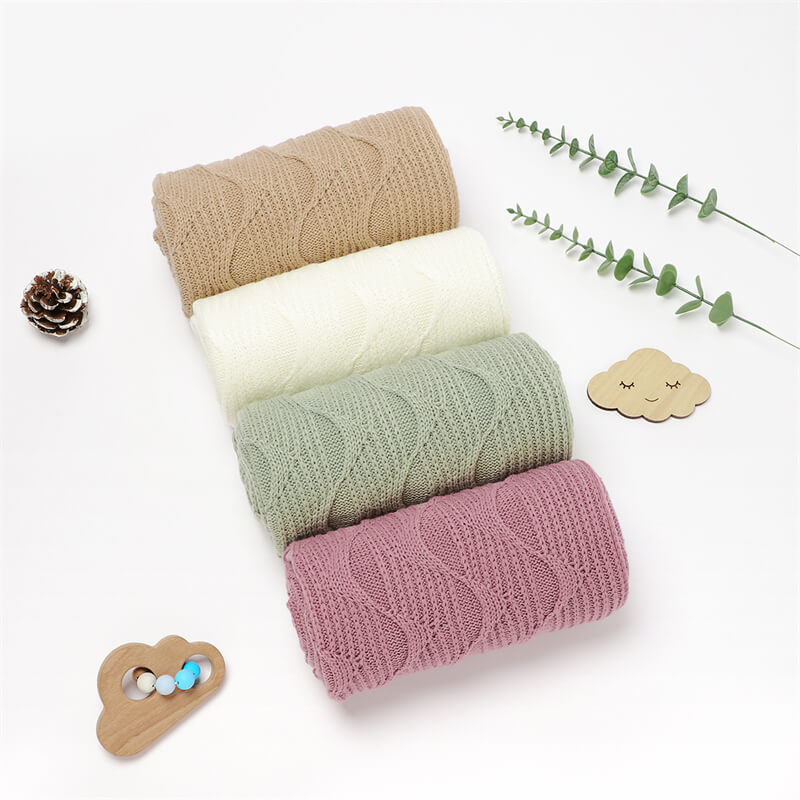     Four-Colors-Cable-Knit-Baby-Blanket-Receiving-Blankets-Crochet-Safe-Natural-Blanket-for-Newborn-Boy-Girls-A034-Scenes-1