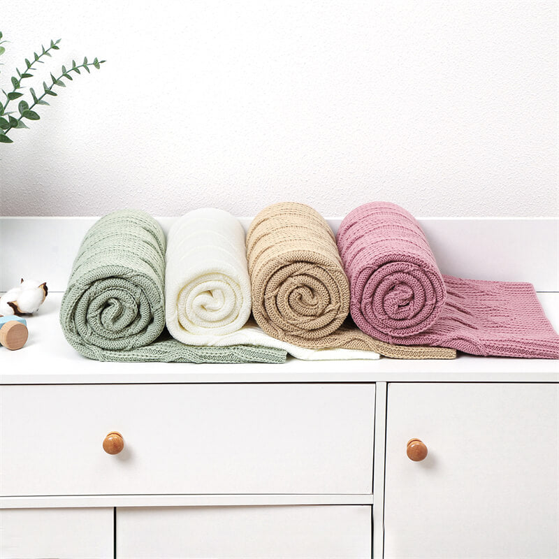     Four-Colors-Cable-Knit-Baby-Blanket-Receiving-Blankets-Crochet-Safe-Natural-Blanket-for-Newborn-Boy-Girls-A034-Scenes-2