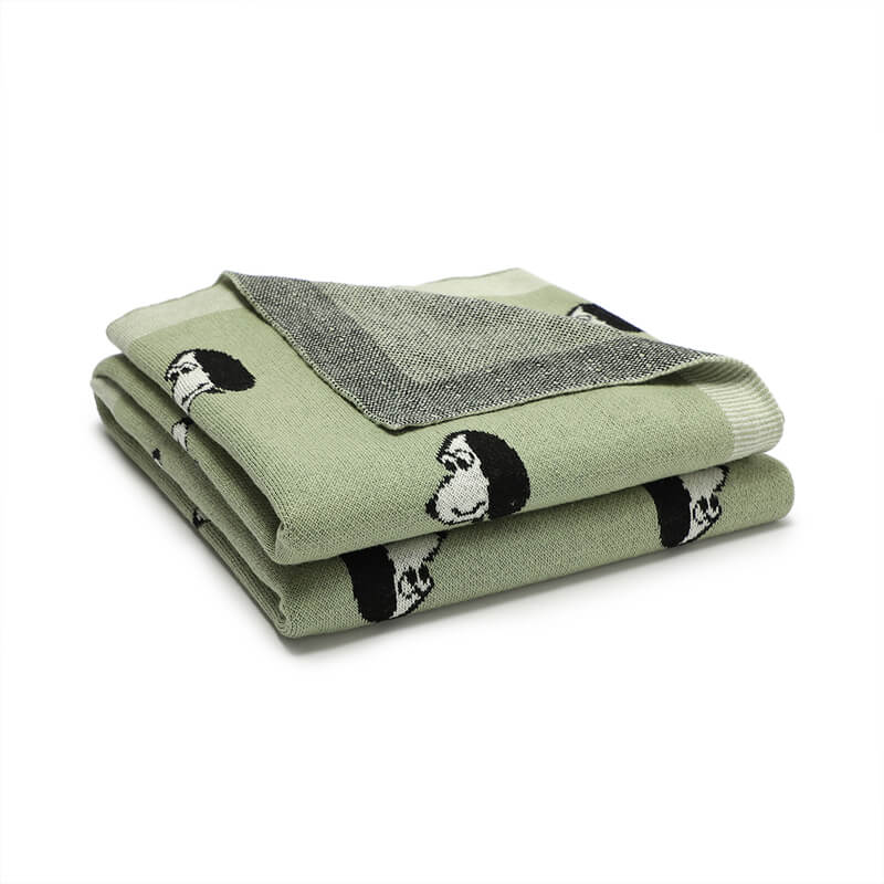    Green-100_-Cotton-Baby-Blanket-Knit-Soft-Cozy-Swaddle-Receiving-Blankets-Toddler-Infant-Blanket-with-Lovely-Dog-A047