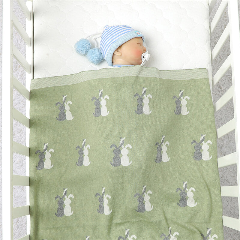 Green-100_-Cotton-Baby-Blanket-Knit-Soft-Cozy-Swaddle-Receiving-Blankets-Toddler-Infant-Blanket-with-Lovely-Rabbit-A058-Scenes-2