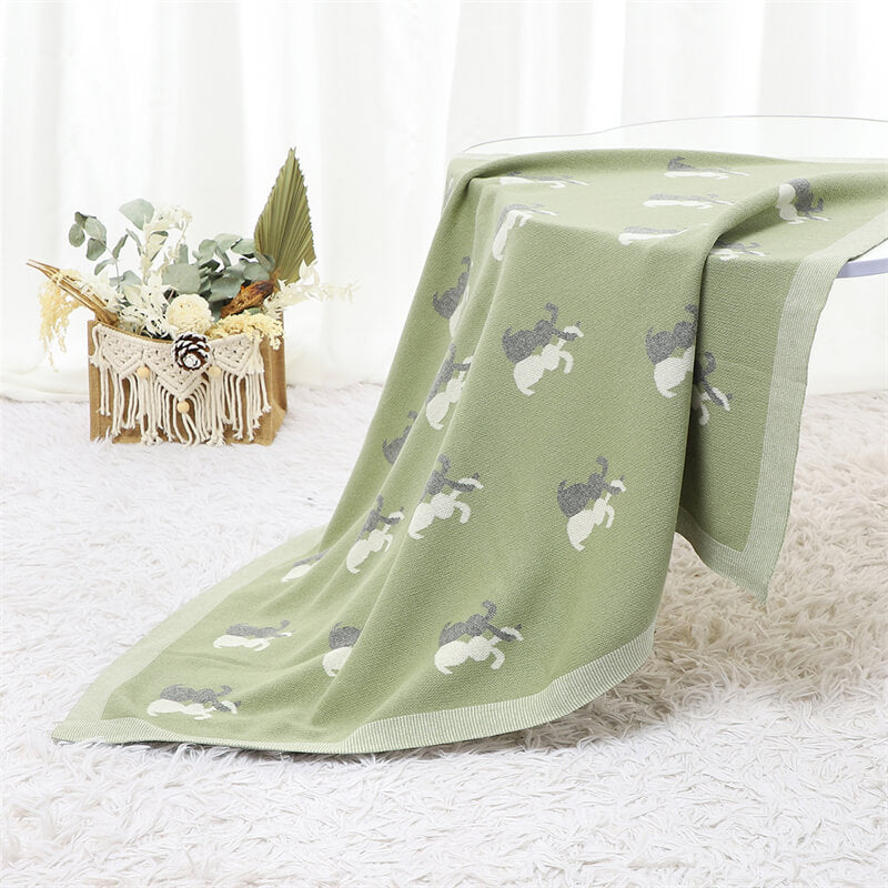     Green-100_-Cotton-Baby-Blanket-Knit-Soft-Cozy-Swaddle-Receiving-Blankets-Toddler-Infant-Blanket-with-Lovely-Rabbit-A058-Scenes-5