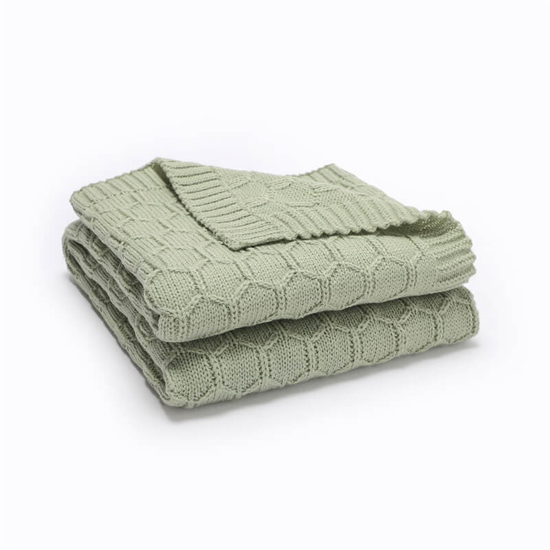     Green-Baby-Blanket-Knit-Cellular-Toddler-Blankets-for-Boys-and-Girls-A043