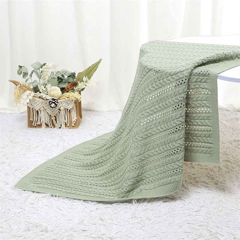 Green-Baby-Blanket-Soft-Knit-Swaddle-Receiving-Blankets-Crochet-Cosy-Blanket-Baby-for-Newborn-A066-Scenes-5