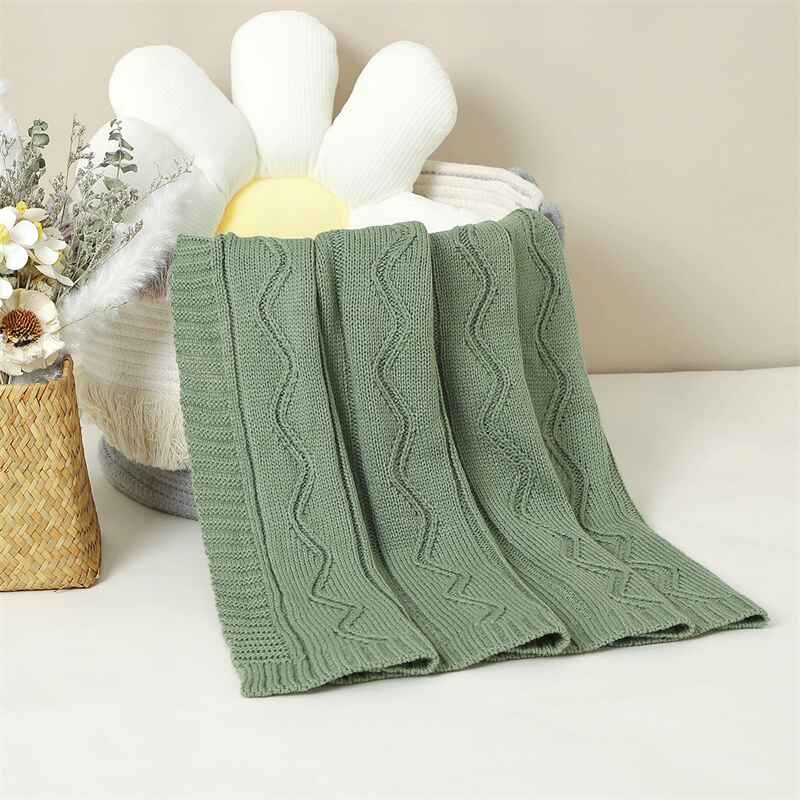     Green-Cotton-Knit-Baby-Blanket-Receiving-Crochet-Safe-Knitted-Gender-Blankets-for-Newborn-Boy-Girls-A046-Scenes-1