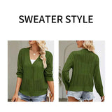 Green-Cropped-Cardigan-Sweaters-for-Women-Long-Sleeve-Crochet-Knit-Shrug-Open-Front-V-Neck-Button-up-Tops-K592-Detail