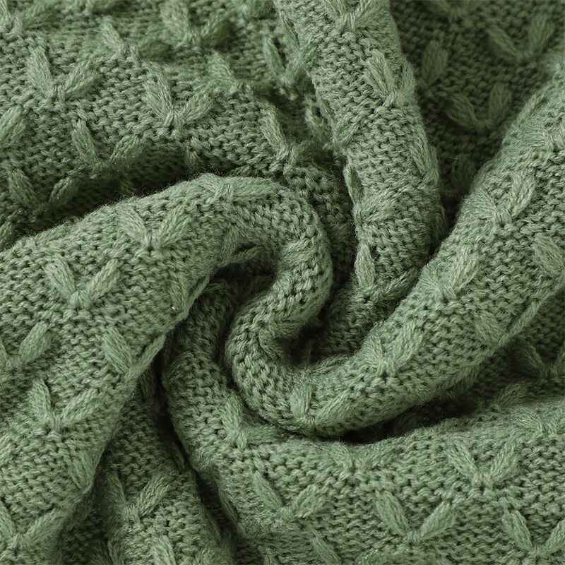 Green-Cute-New-York-Premium-Soft-Cotton-Cable-Knit-Baby-Blankets-Receiving-Blanket-A064-Detail-2