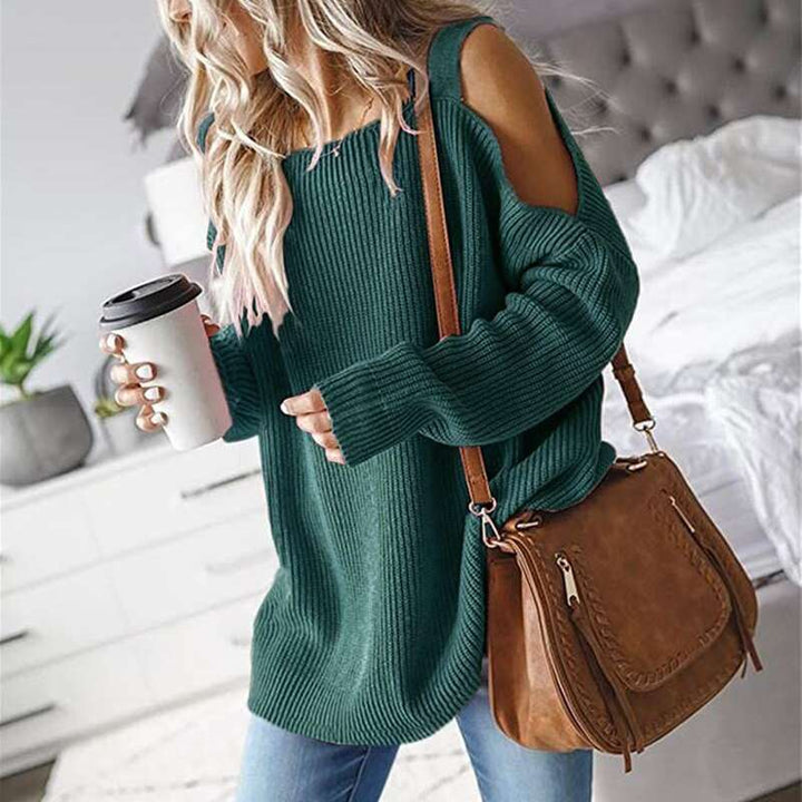 Green-Womens-Cold-Shoulder-Oversized-Sweaters-Batwing-Long-Sleeve-Square-Neck-Chunky-Knit-Fall-Tunic-Sweater-Tops-K622-Side