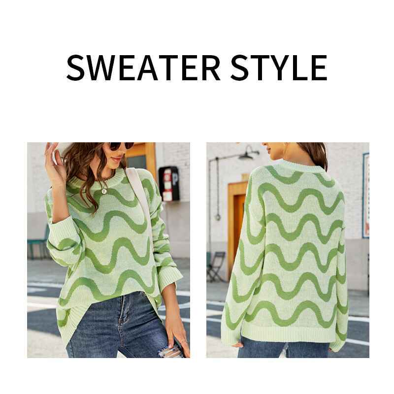 Green-Womens-Cute-Sweaters-Striped-Knit-Sweater-Lightweight-Pullover-Long-Sleeve-Tops-K593-Detail