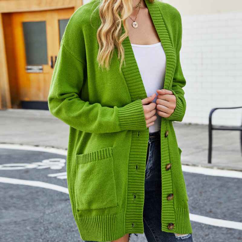 Green-Womens-Fashion-Open-Front-Long-Sleeve-Cardigans-Sweaters-Coats-With-Pockets-K599-Side