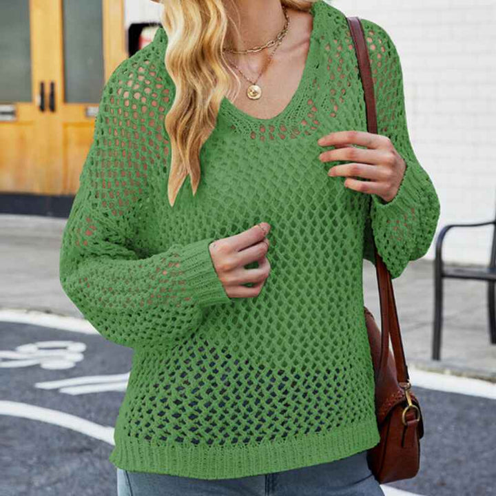 Green-Womens-Hollow-Out-Long-Sleeve-Crochet-Cover-Up-Sweater-Top-Hoodie-Cutout-Knit-Pullover-Tops-K583