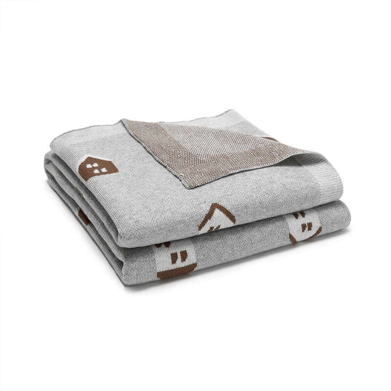     Grey-100_-Cotton-Baby-Blanket-Knit-Soft-Cozy-Swaddle-Receiving-Blankets-Toddler-Infant-Blanket-with-Lovely-House-A044