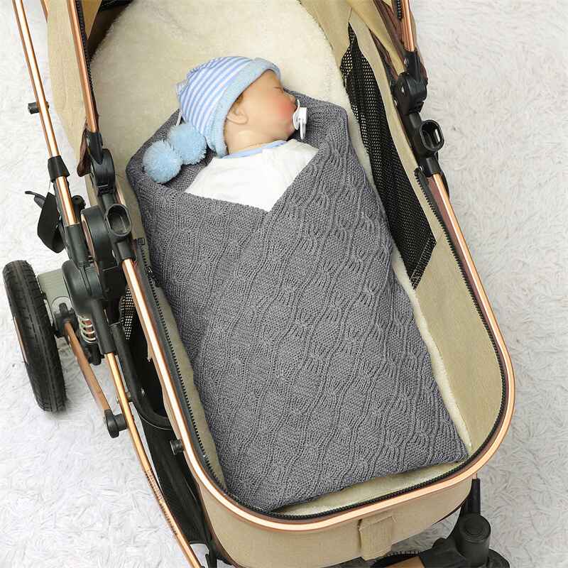 Grey-Baby-Blankets-Neutral-Cotton-Knit-Blanket-Safe-Crochet-Newborn-Swaddle-for-Crib-Stroller-Boy-Girls-A073-Scenes-3