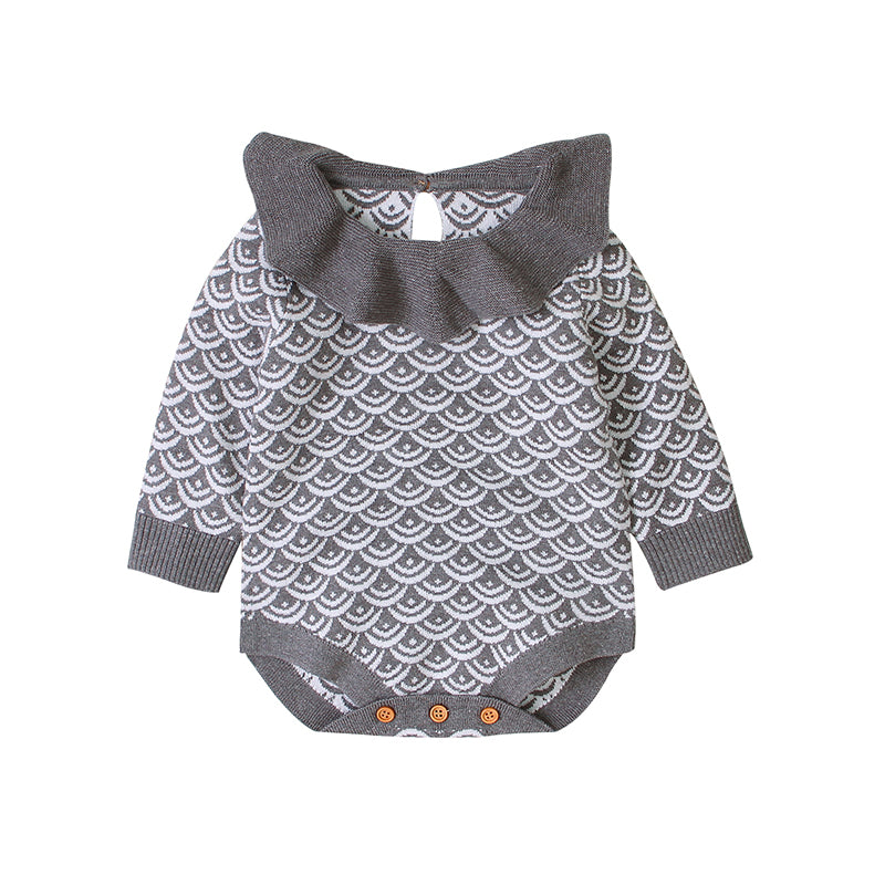     Grey-Baby-Girl-Baby-Boy-Ocean-Wave-Pattern-Jumpsuit-Long-Sleeve-Knit-Jumpsuit-Jumpsuit-A006-Front