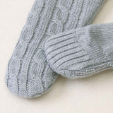     Grey-Baby-Knit-Romper-Bottom-Up-Cable-Sweater-Toddler-Baby-Bodysuit-Footies-A020-Foot