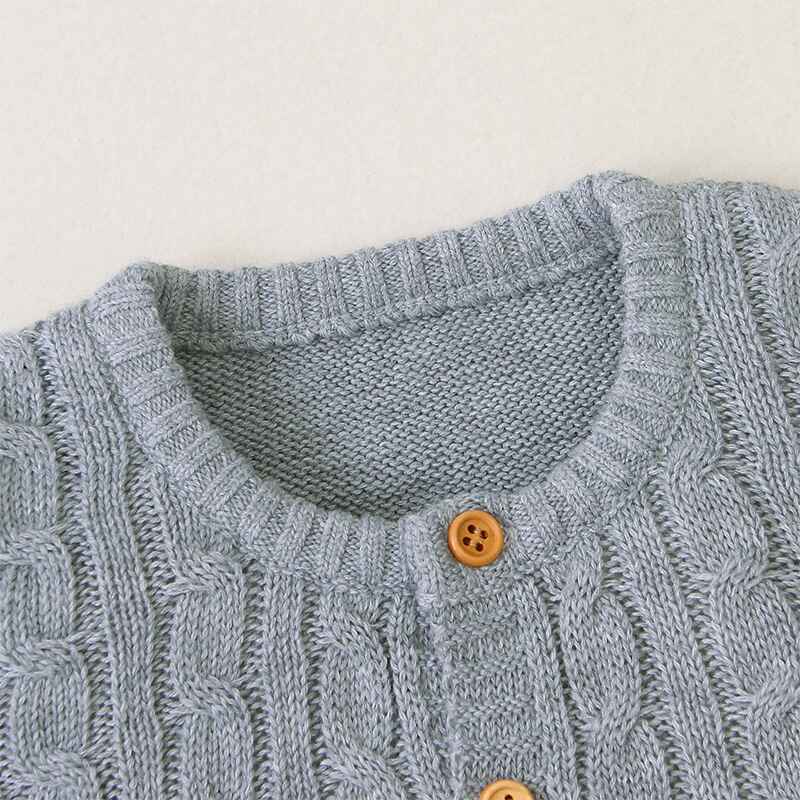 Grey-Baby-Knit-Romper-Bottom-Up-Cable-Sweater-Toddler-Baby-Bodysuit-Footies-A020-Neckline-1