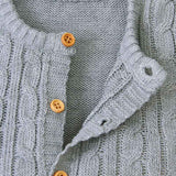     Grey-Baby-Knit-Romper-Bottom-Up-Cable-Sweater-Toddler-Baby-Bodysuit-Footies-A020-Neckline