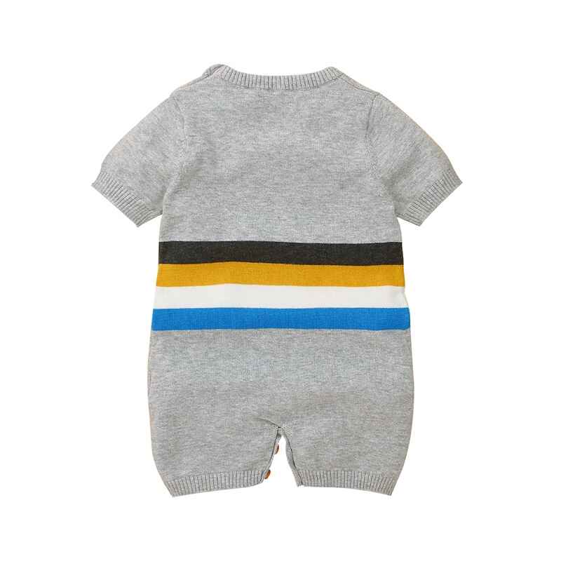     Grey-Baby-Knit-Romper-Toddler-Short-Sleeve-Jumpsuit-Sunsuit-Clothes-A025-Back