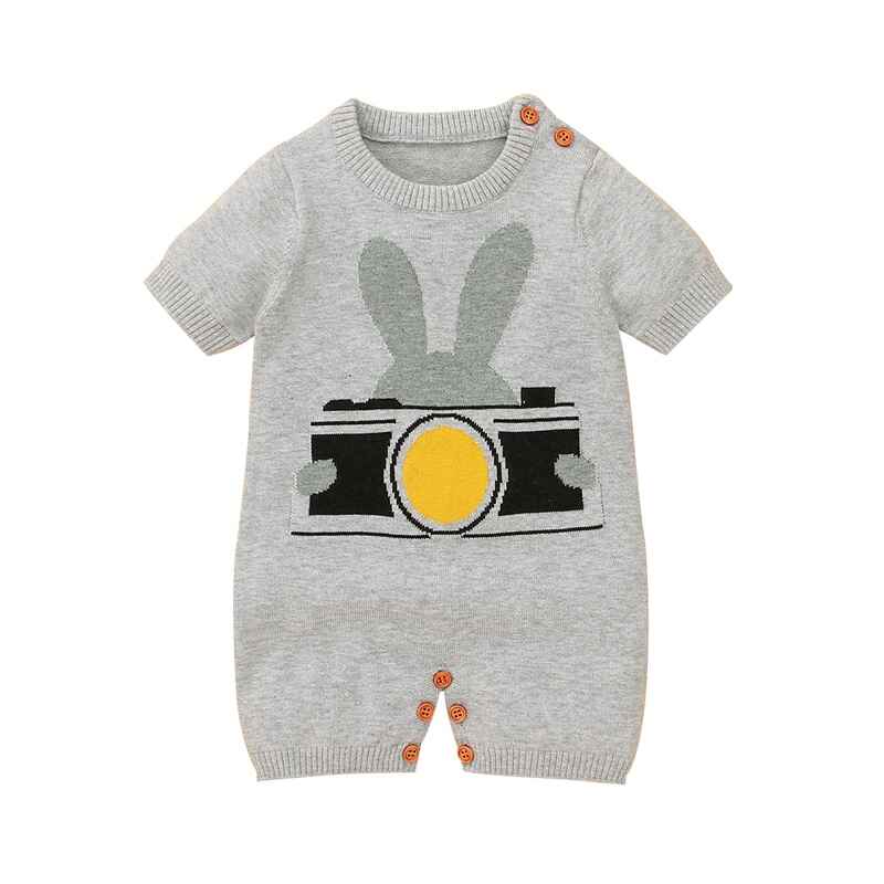 Grey-Baby-Short-Sleeve-Romper-100_-Cotton-Knitted-One-Piece-Outfits-A027-Front