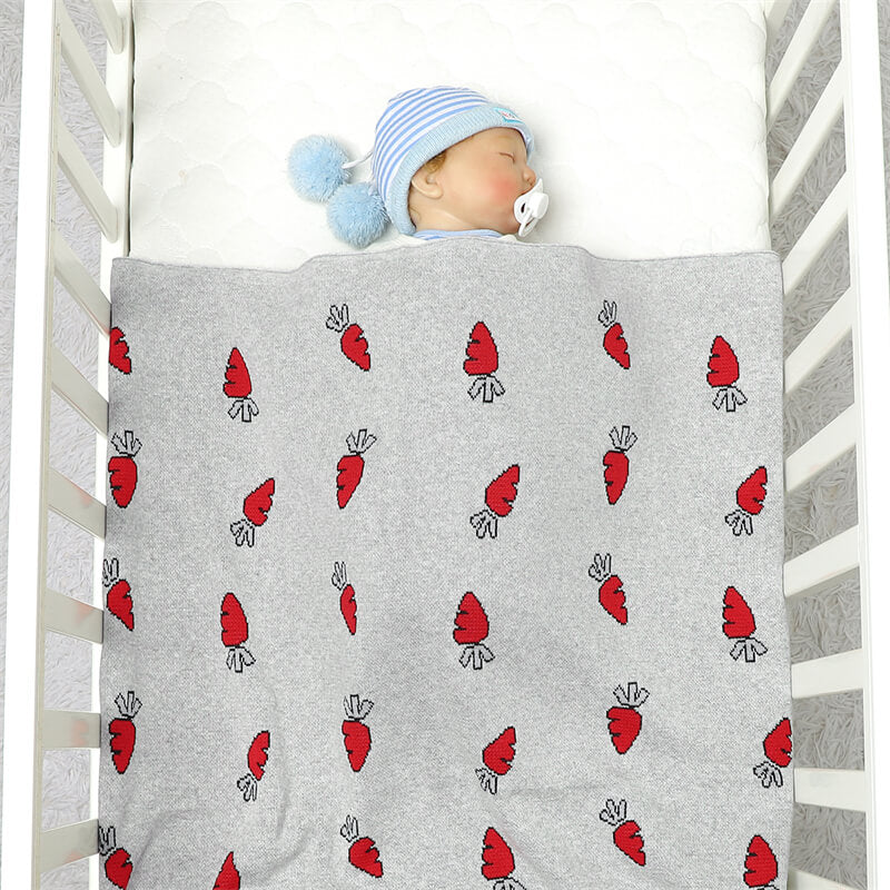 Grey-Knit-Baby-Blanket-100_-Cotton-Receiving-Blankets-Neutral-Swaddle-Soft-Blanket-Newborn-Boy-Girls-With-Cute-Radish-A060-Scenes-4