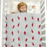     Grey-Knit-Baby-Blanket-100_-Cotton-Receiving-Blankets-Neutral-Swaddle-Soft-Blanket-Newborn-Boy-Girls-With-Cute-Radish-A060-Scenes-5