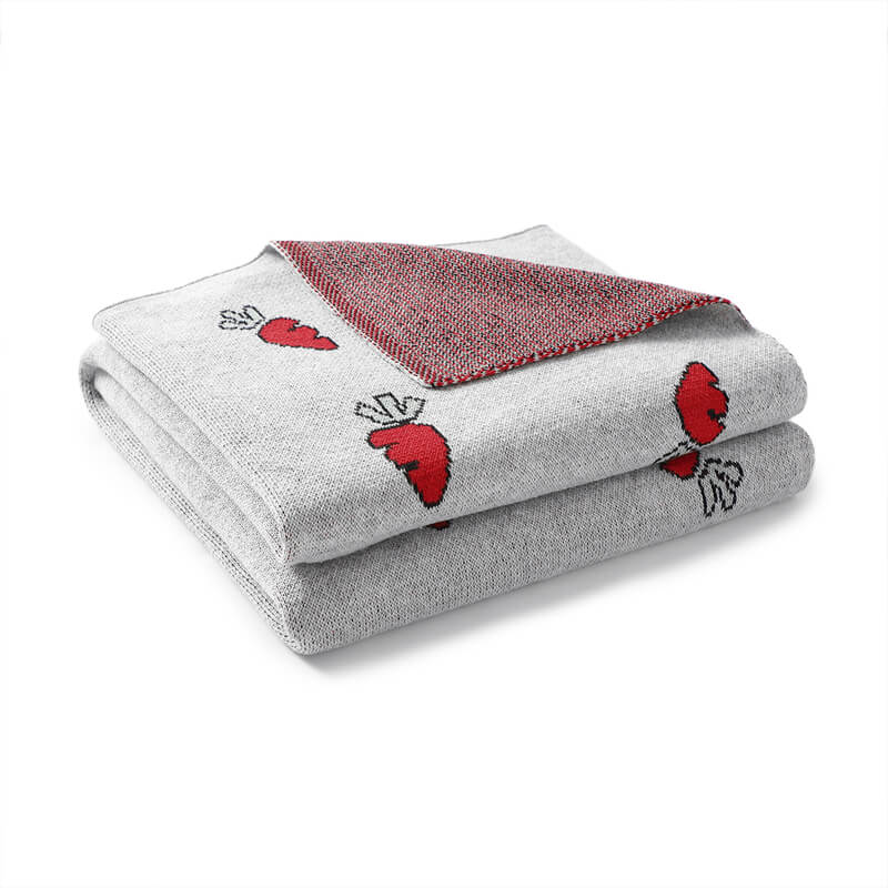 Grey-Knit-Baby-Blanket-100_-Cotton-Receiving-Blankets-Neutral-Swaddle-Soft-Blanket-Newborn-Boy-Girls-With-Cute-Radish-A060